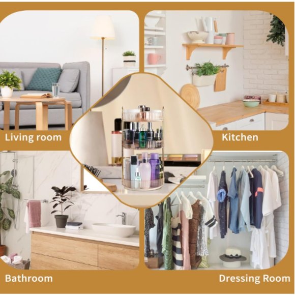 3 Tiers - 360° Turntable Makeup Organizer - Lazy Susan Cosmetics Storage - Picture 7 of 10